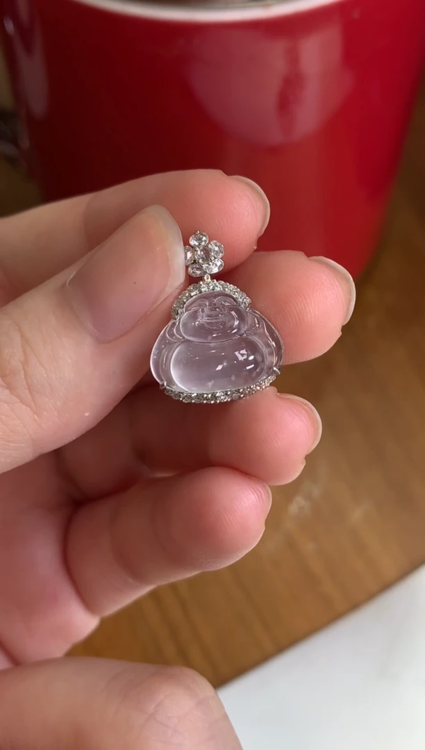 翡翠18K金镶嵌颈饰佛公