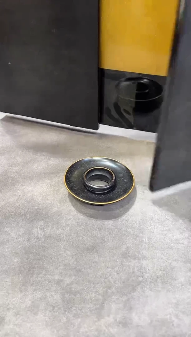 素**蝶天目盏台  大漆漆器大漆漆器