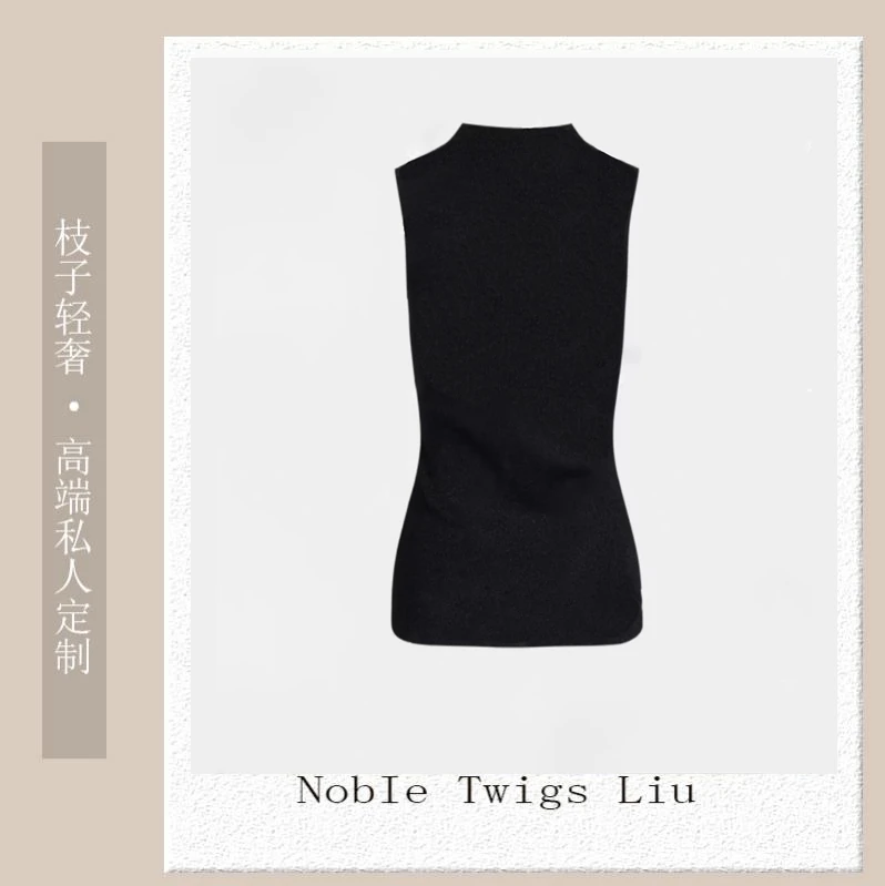 【N T Liu定制款】清迈肌黑色半高领轻奢时尚底衫 T6212