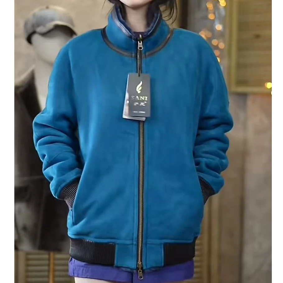 真皮绵羊皮皮毛一体时尚男款休闲潮流经典立领