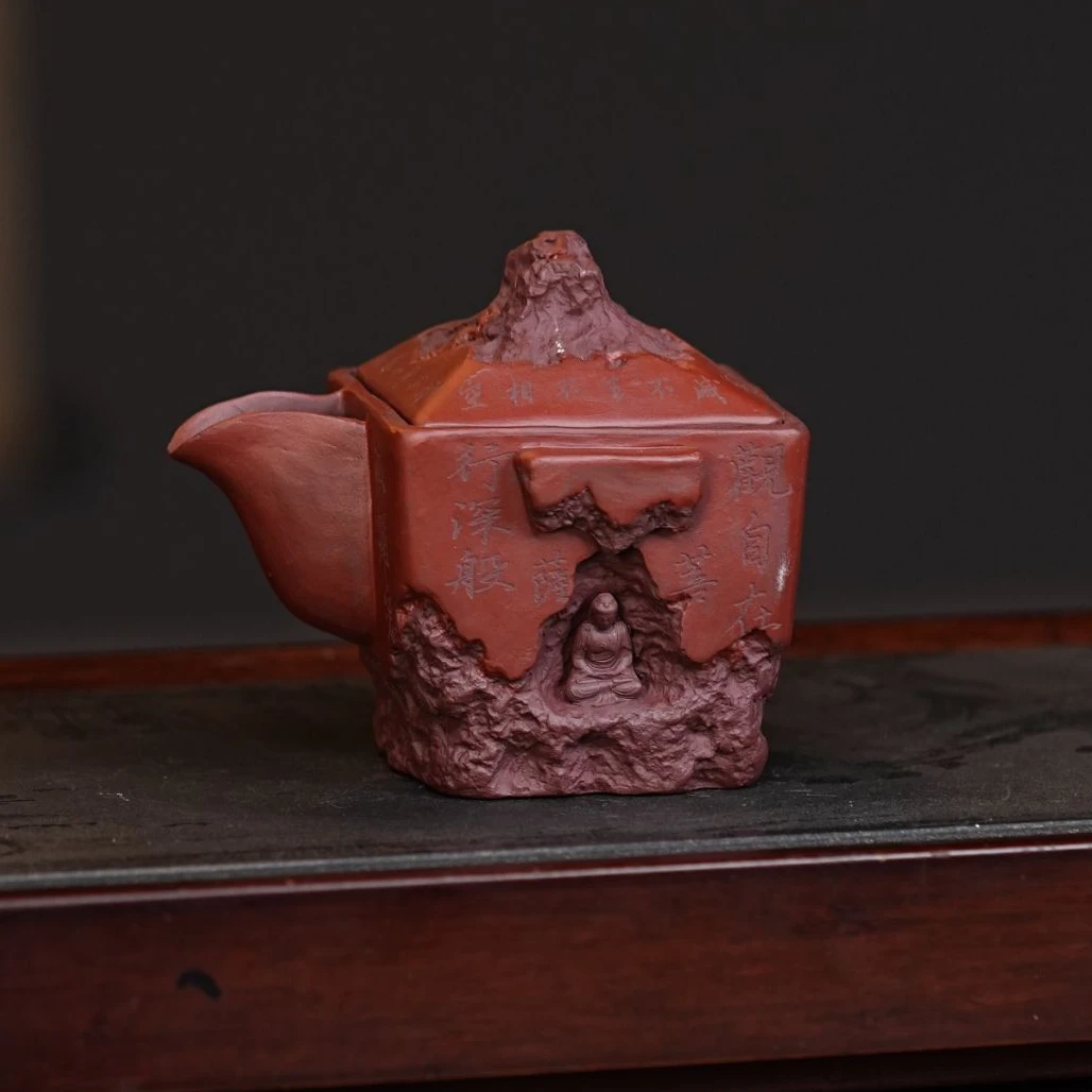 宜兴紫砂紫泥粉浆手工制作四方佛手抓壶紫砂壶   506