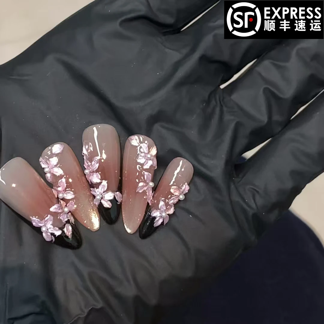 【紫藤花】纯手工制作气质百搭双色渐变可拆卸穿戴甲