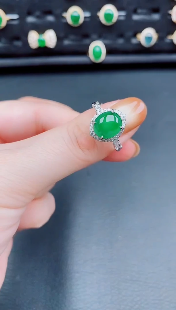 【闪购商品】翡翠戒指银S925镶嵌天然a货翡翠141