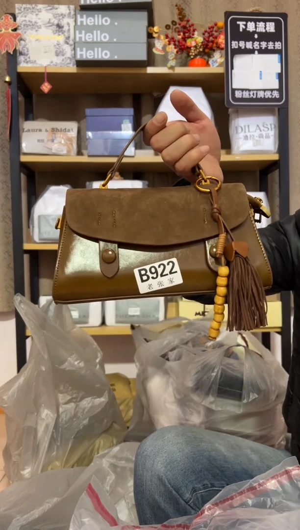 小牛剖层皮革老张家女包922