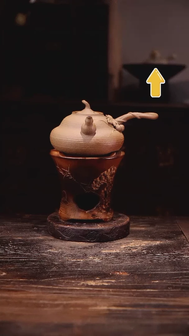 纯手工葫芦侧把加红泥平口雕刻炉