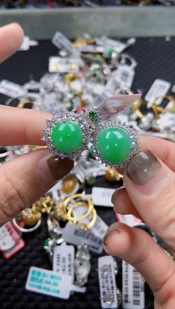 翡翠戒指银S925镶嵌5555----4