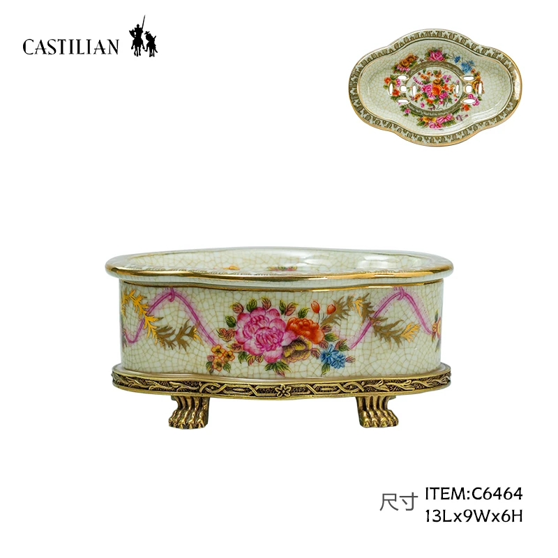 castilian/斯特兰欧美法风格铜配陶瓷首饰品罐糖果储物罐C6464