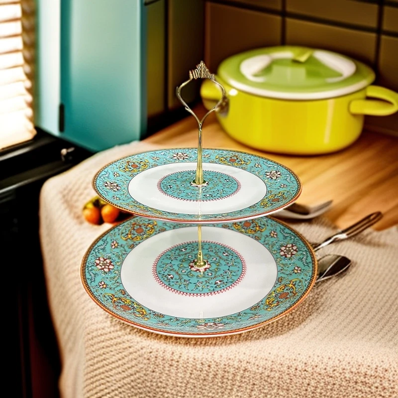 24景德镇景泰蓝双层陶瓷果盘