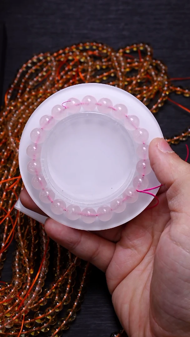 【闪购商品】水晶单圈未镶嵌Q002粉晶单圈8mm