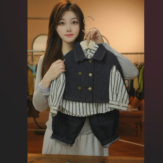 【简约风】2026春季新品斗篷设计百搭穿搭长袖男童儿童套装22335