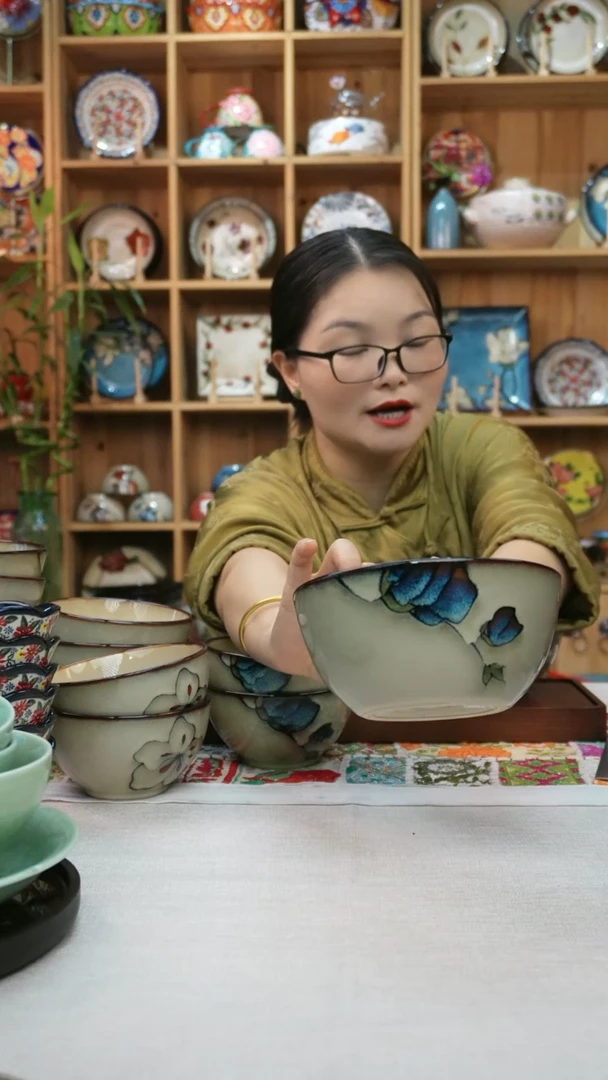 瓷片小可高温陶瓷餐具一只面碗