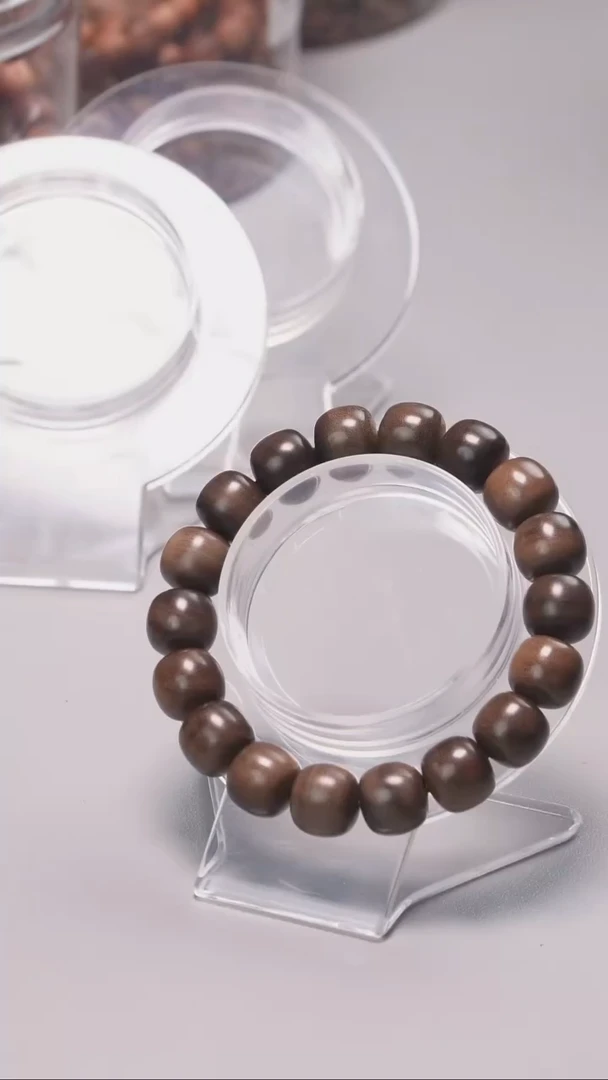 檀香木手串/手链板*老山檀香土埋阴沉料横纹11*12单圈