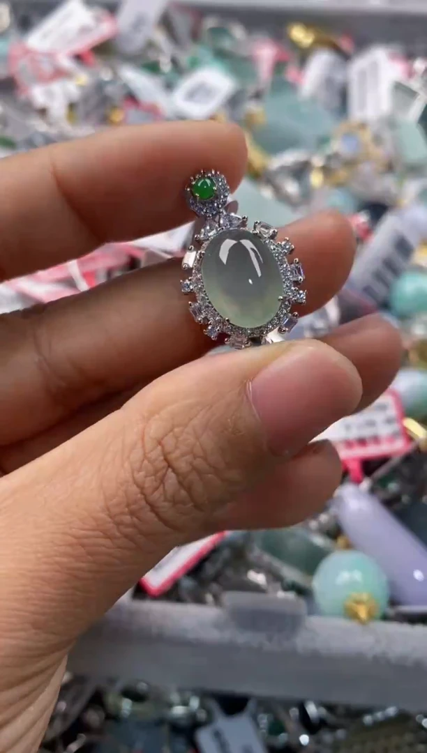 银S925镶嵌戒指翡翠222      6
