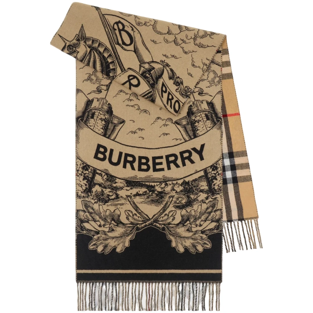 BURBERRY/博柏利双面 骑士徽标羊绒围巾男女同款秋冬