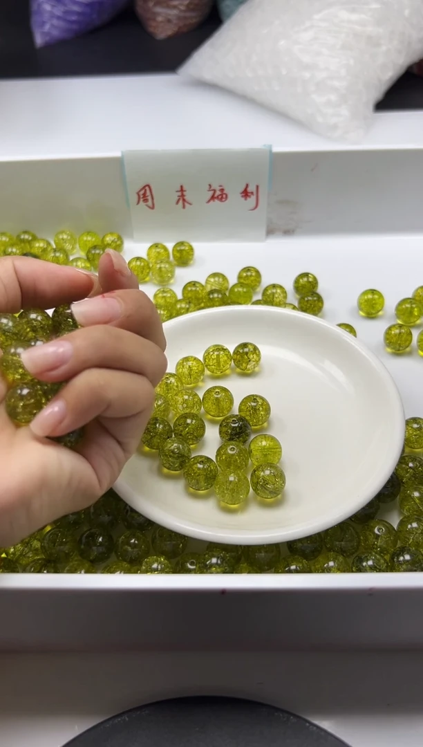 颈饰未镶嵌水晶w1681橄榄绿阿赛12mm*10颗