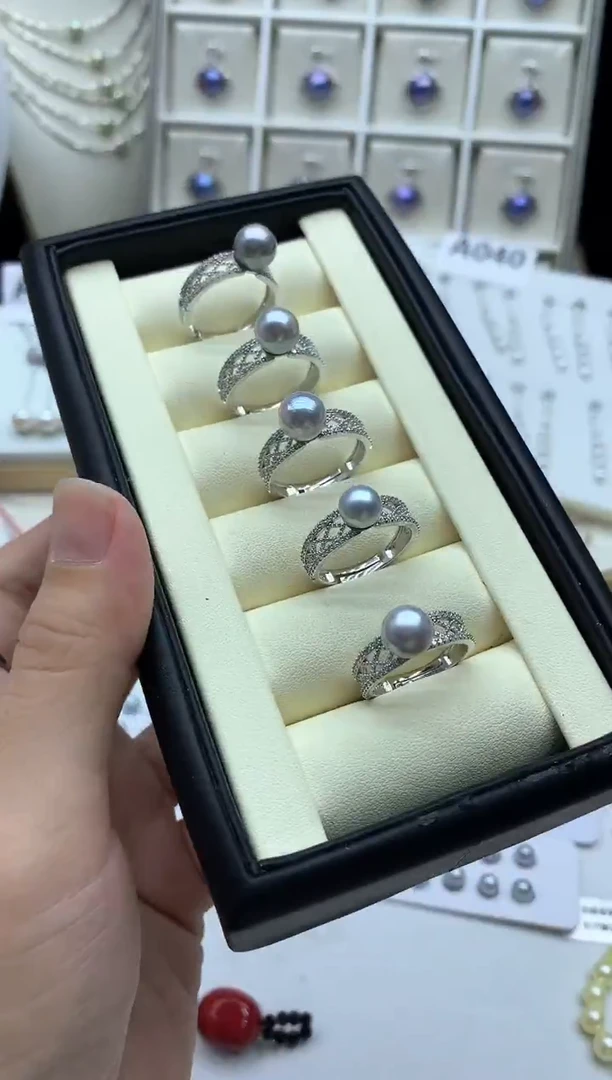 银S925镶嵌戒指海水珍珠多样性发其一