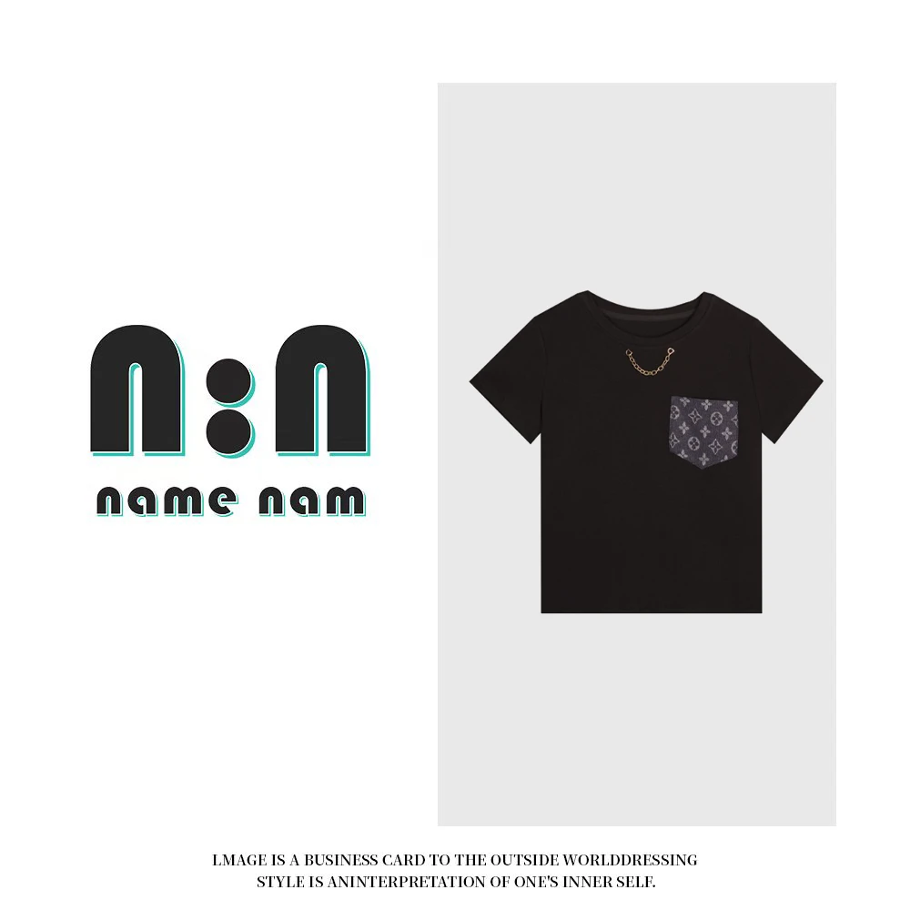 2025年夏季新款2025年拼接设计感潮流撞色百搭T恤