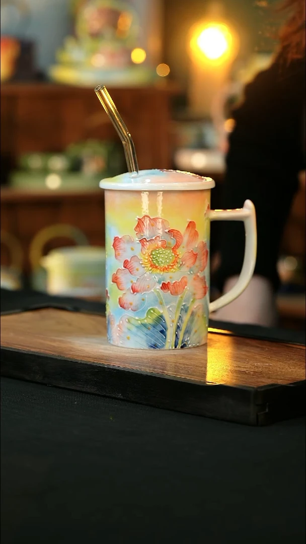 杯手绘心瓷陶瓷浮力