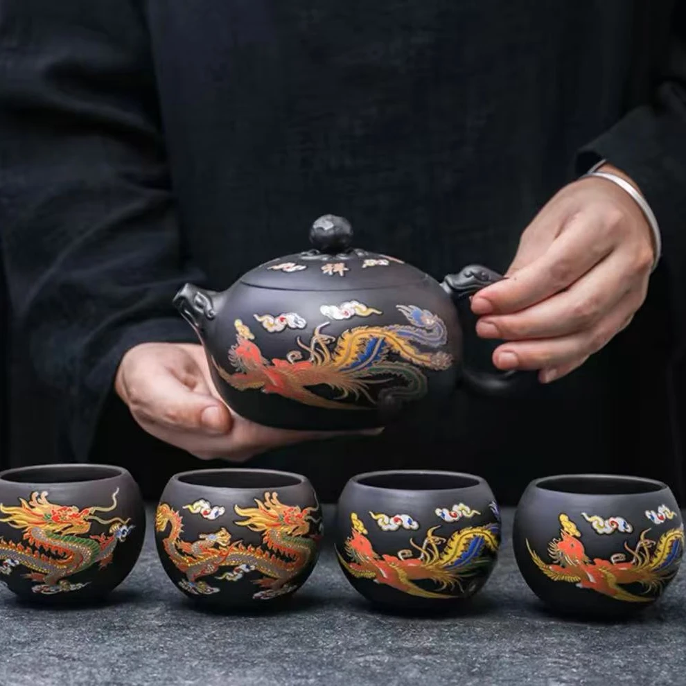 龙凤变色大壶（一壶四杯）