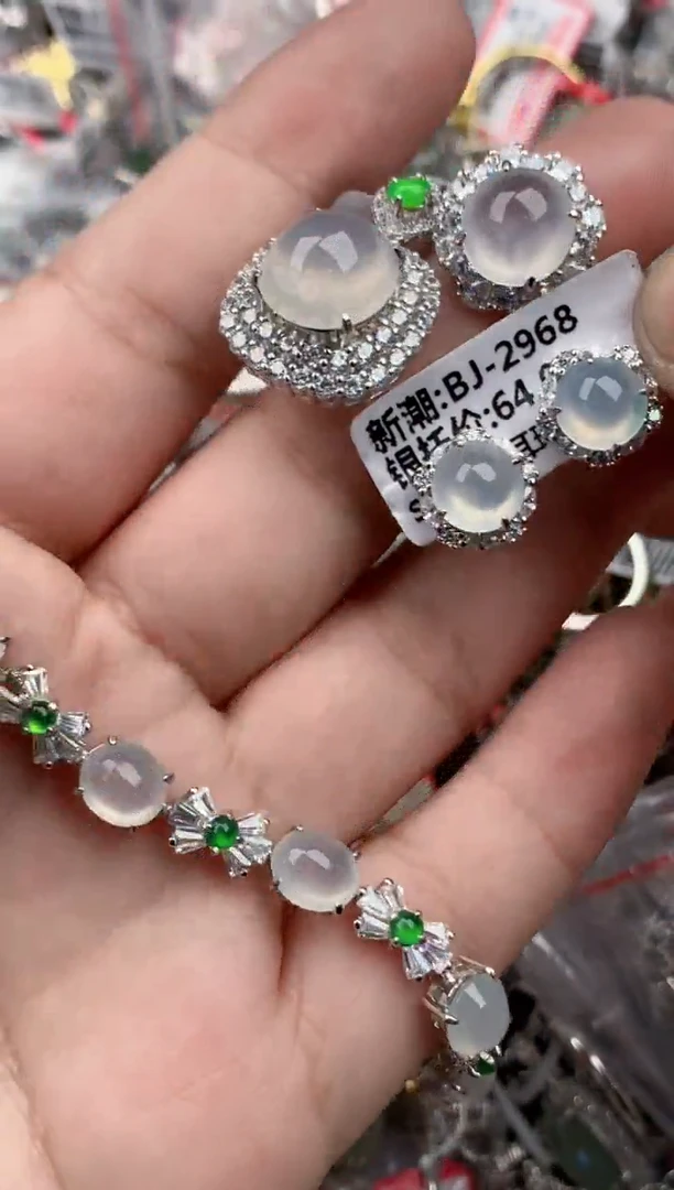 银S925镶嵌戒指翡翠777   9