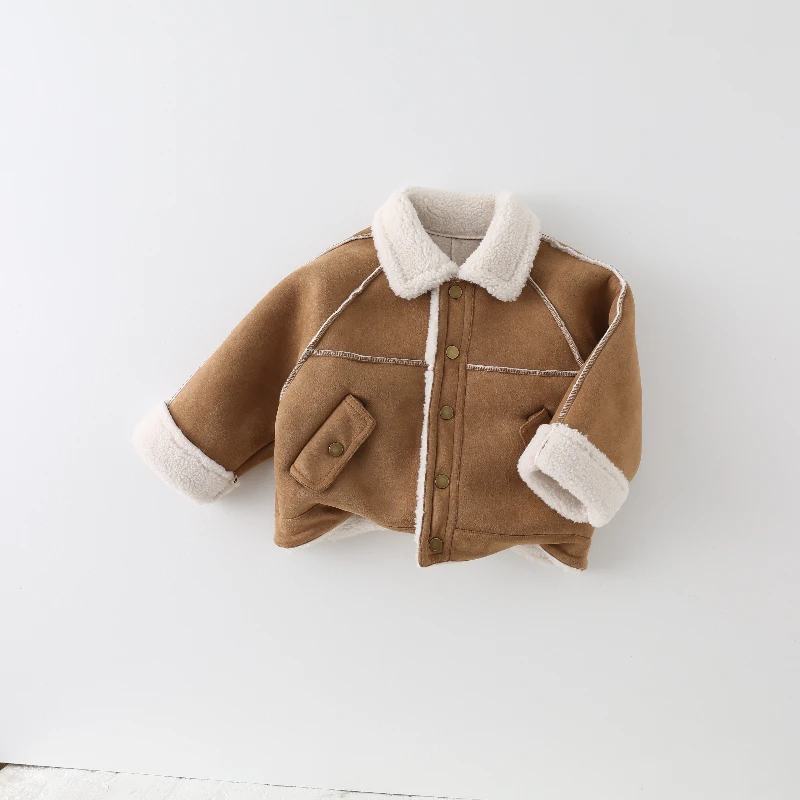 【现货捡漏】儿童加绒外套冬季2024新款男童斜翻盖兜拼接外套