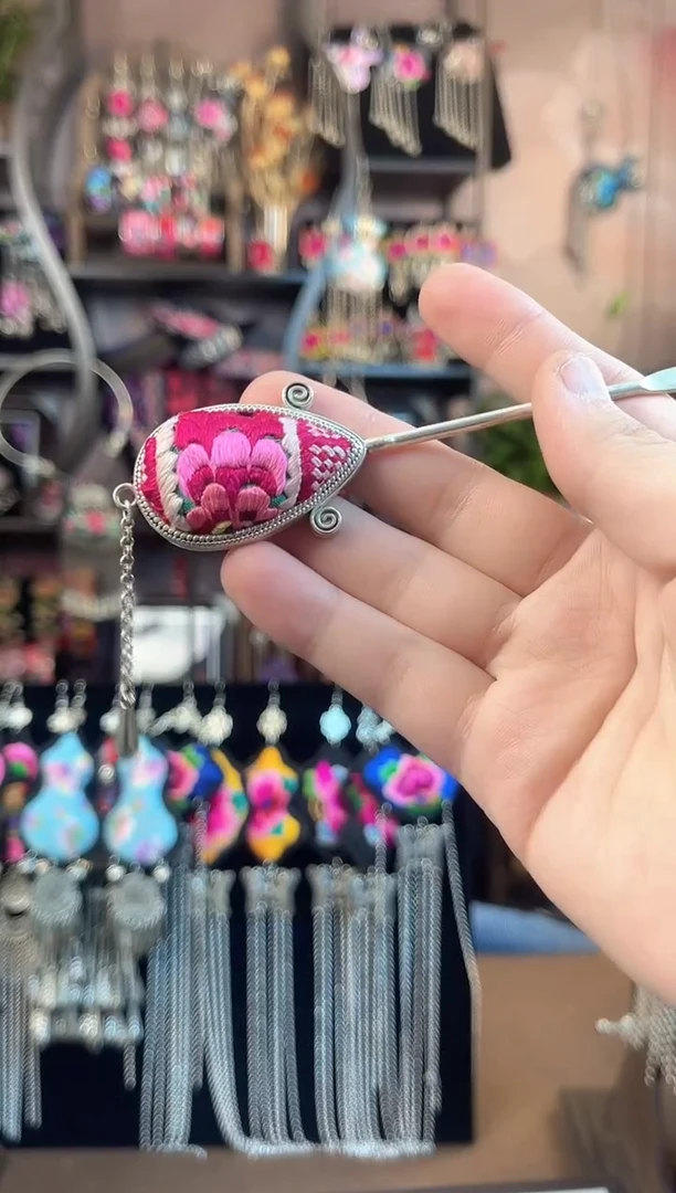 织绣 民族风手工非遗老绣饰品 发簪208