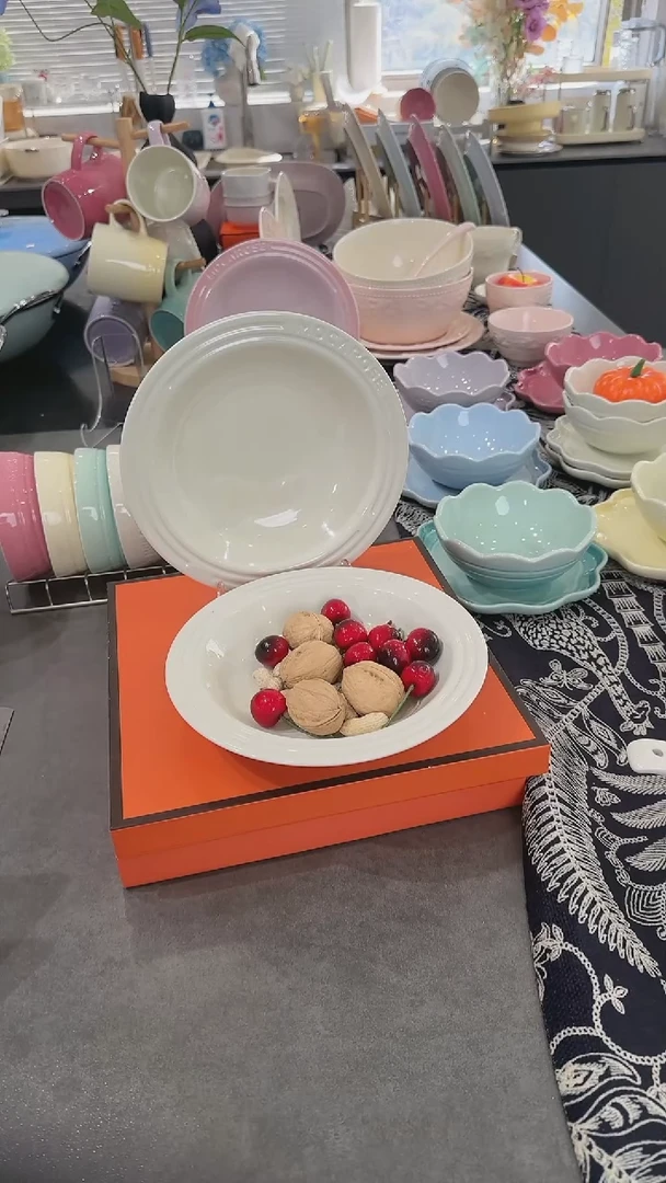 【闪购商品】瓷【2个装】奶油白草帽盘-20cm