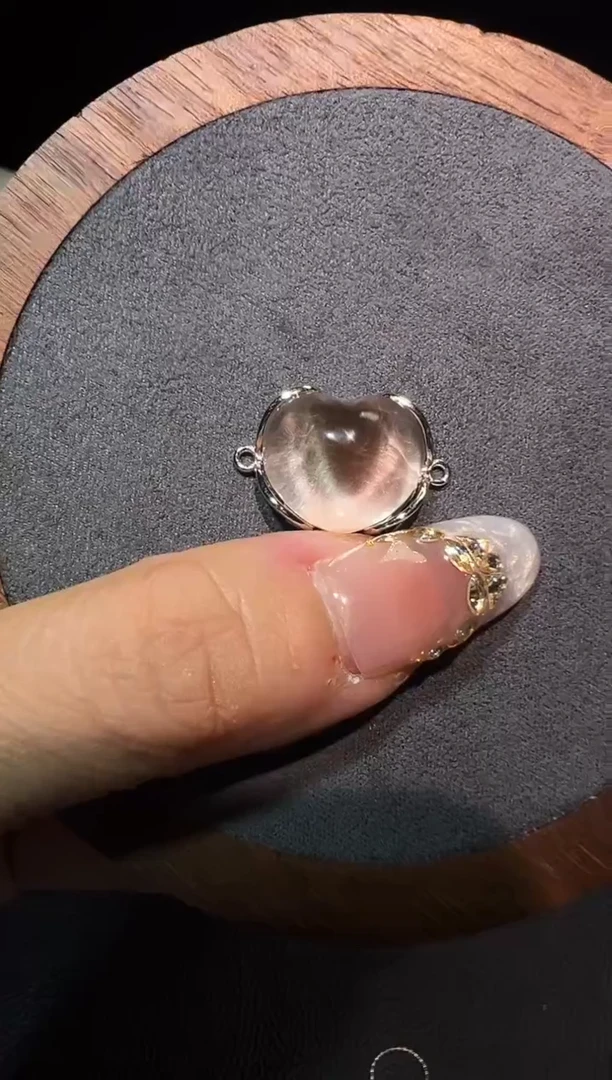 银S925镶嵌珠宝半成品水晶虎*饼双耳发一（07）