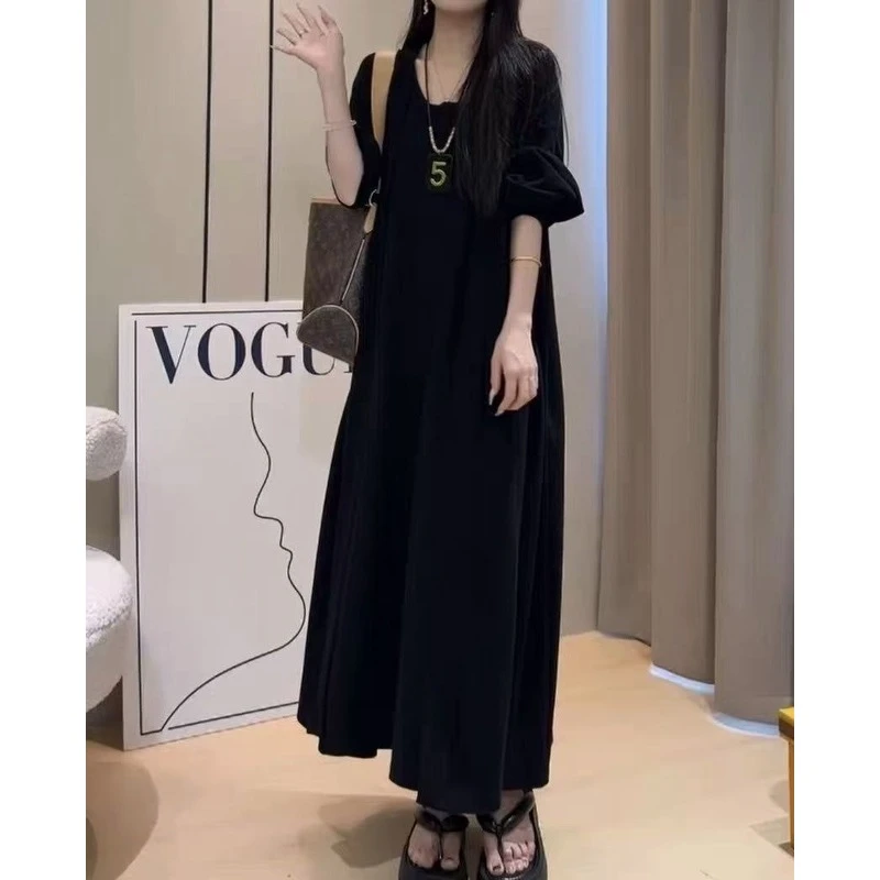 大码新款显瘦慵懒气质连衣裙极简风开衫套装5990#