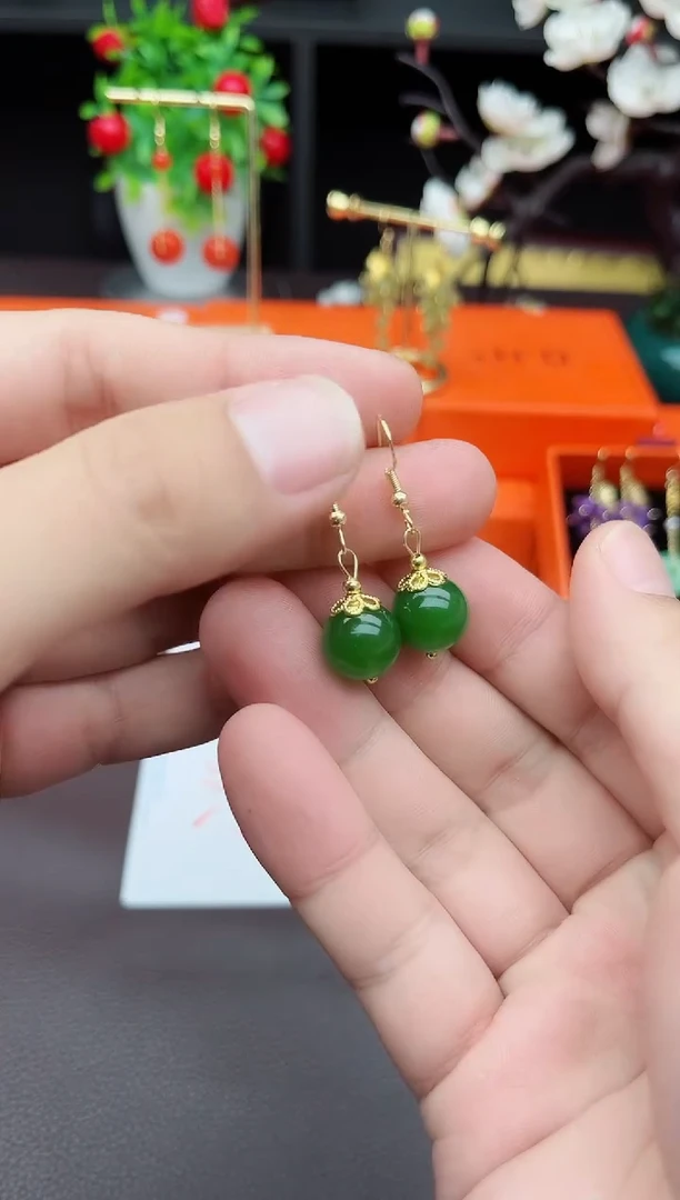 玛瑙/玉髓耳饰银S925镶嵌438000