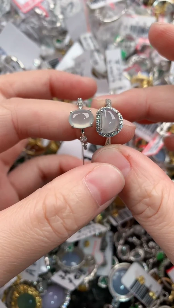 银S925镶嵌戒指翡翠777----9