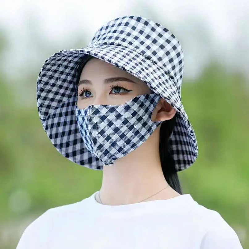 二合一帽子口罩一体防晒口罩遮阳帽遮脸透气防紫外线吹不走帽子