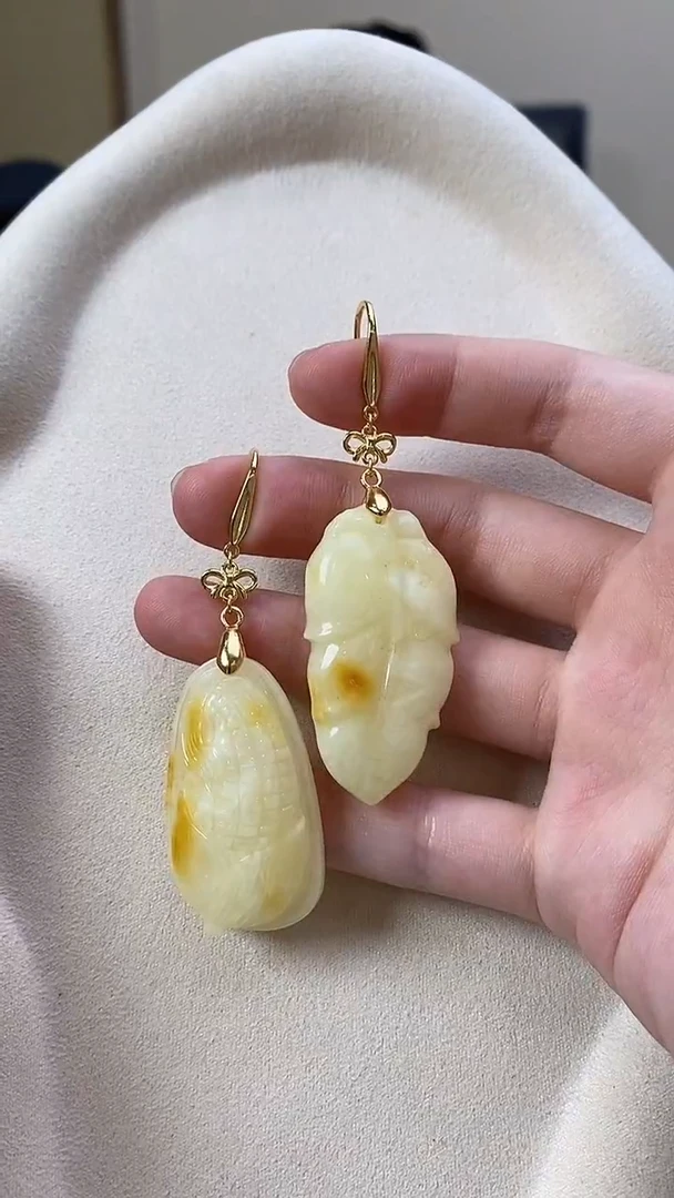 琥珀未镶嵌耳饰耳环