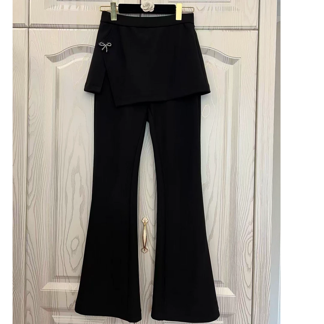 YDNalways品牌设计款时尚显瘦百搭加绒加厚微喇叭裤