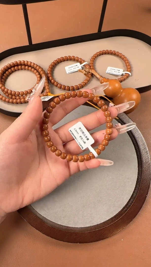 手串橄榄核6.8mm  老挝核尖正三花 老型珠单圈