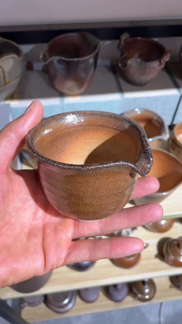 陶人**茶白泥柴烧公道杯