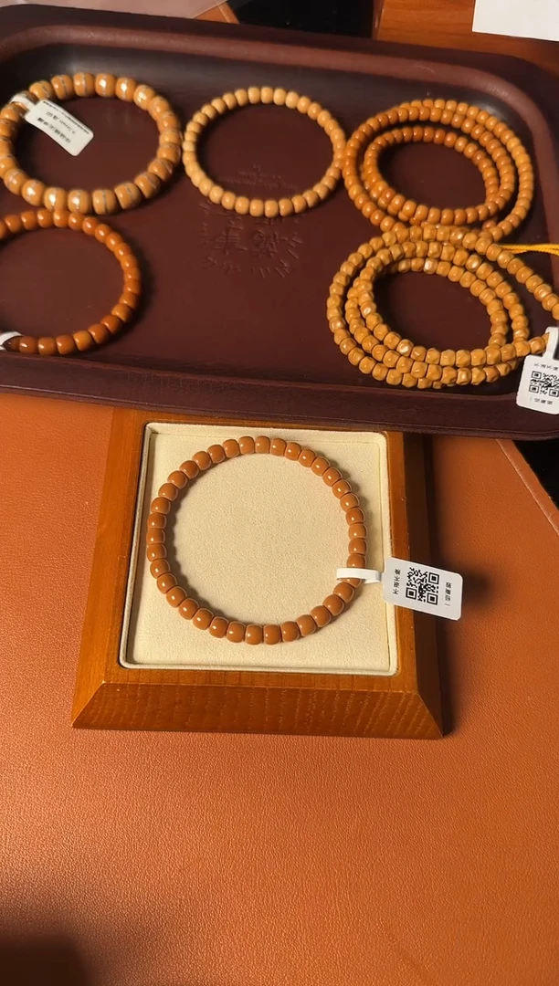 手串橄榄核6.1mmS级老挝核尖老型单圈 三花 微白 高油高密