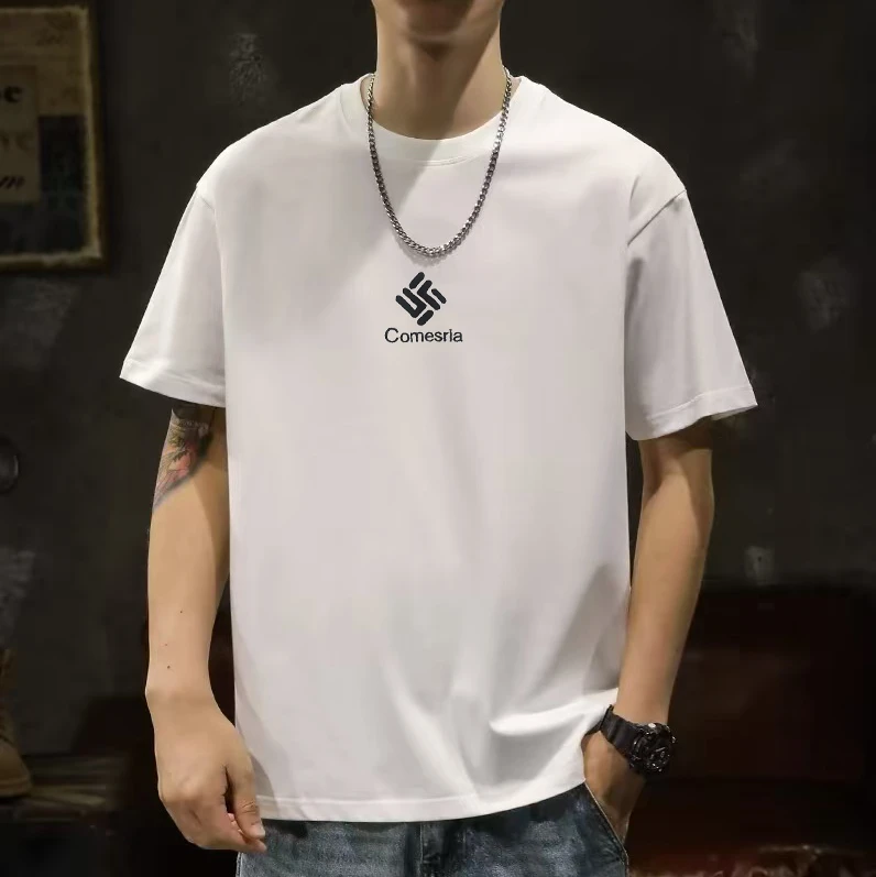 【万针刺绣】夏季纯棉短袖T恤圆领潮流百搭休闲简约CO-男装刺绣