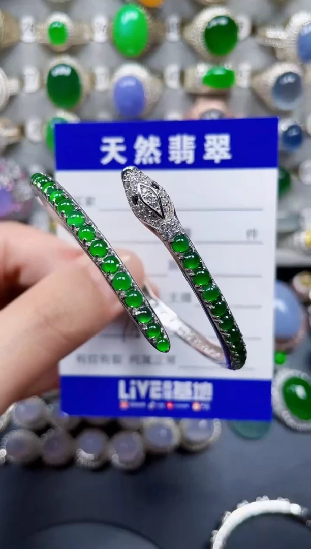 银S925镶嵌手镯翡翠186