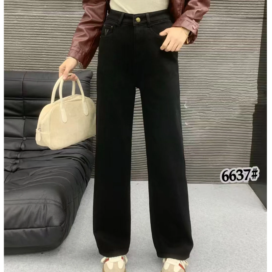 6637冬季加绒加厚显高显瘦窄版直筒裤