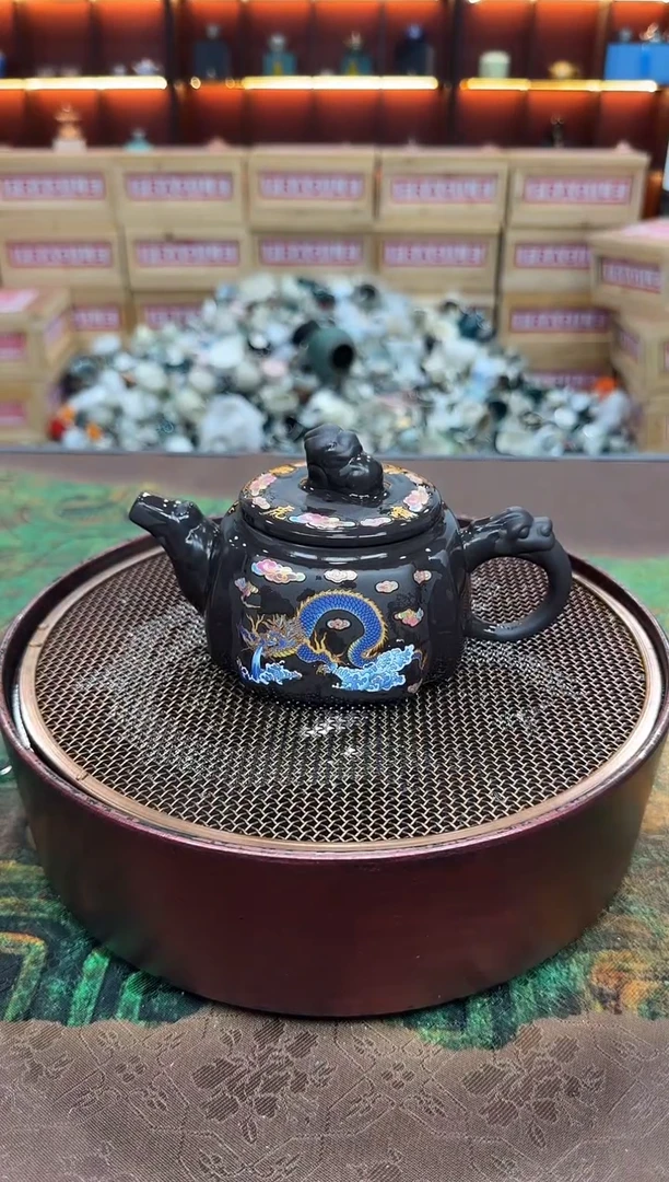 紫砂变色白虎一壶五杯+茶盘