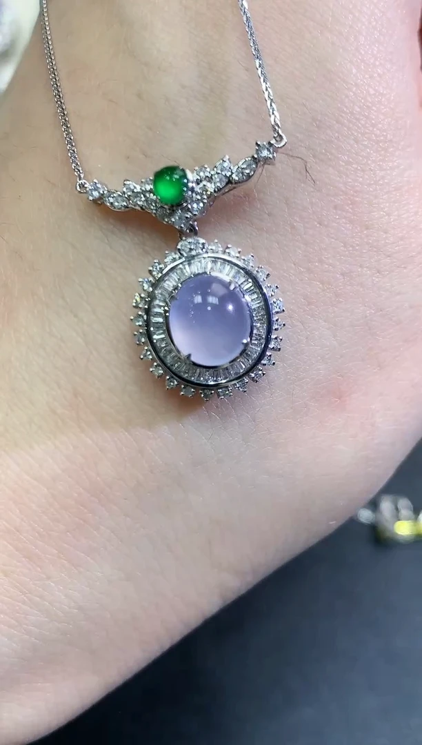 【闪购商品】翡翠颈饰18K金镶嵌C81 紫货有色差