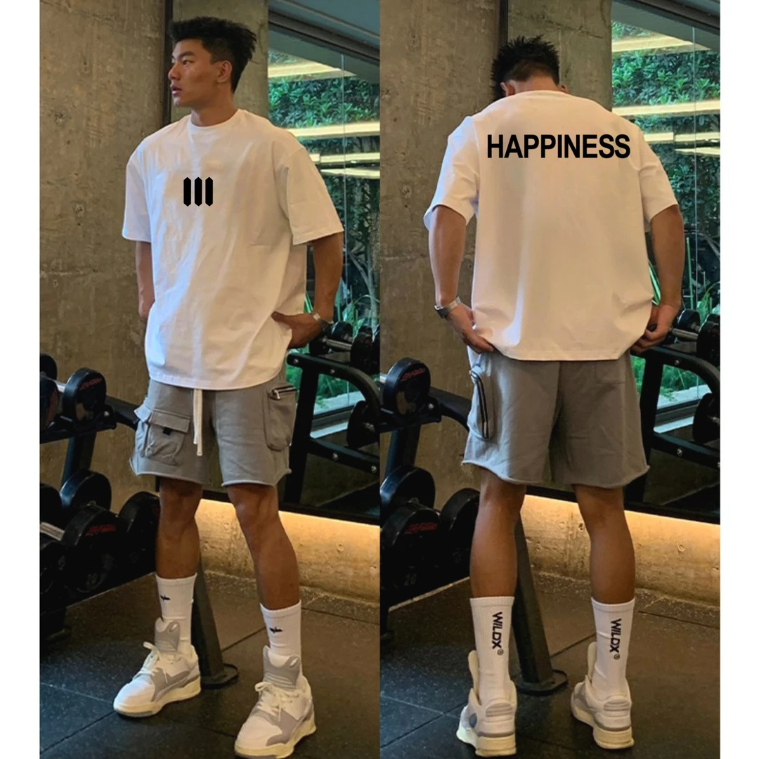 【精品纯棉】美式夏季短袖t恤男潮流圆领黑色宽松百搭简约高级感ins