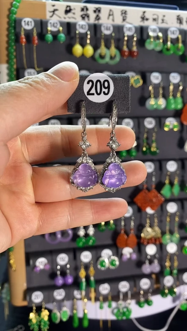 【闪购商品】翡翠耳饰银S925镶嵌209....