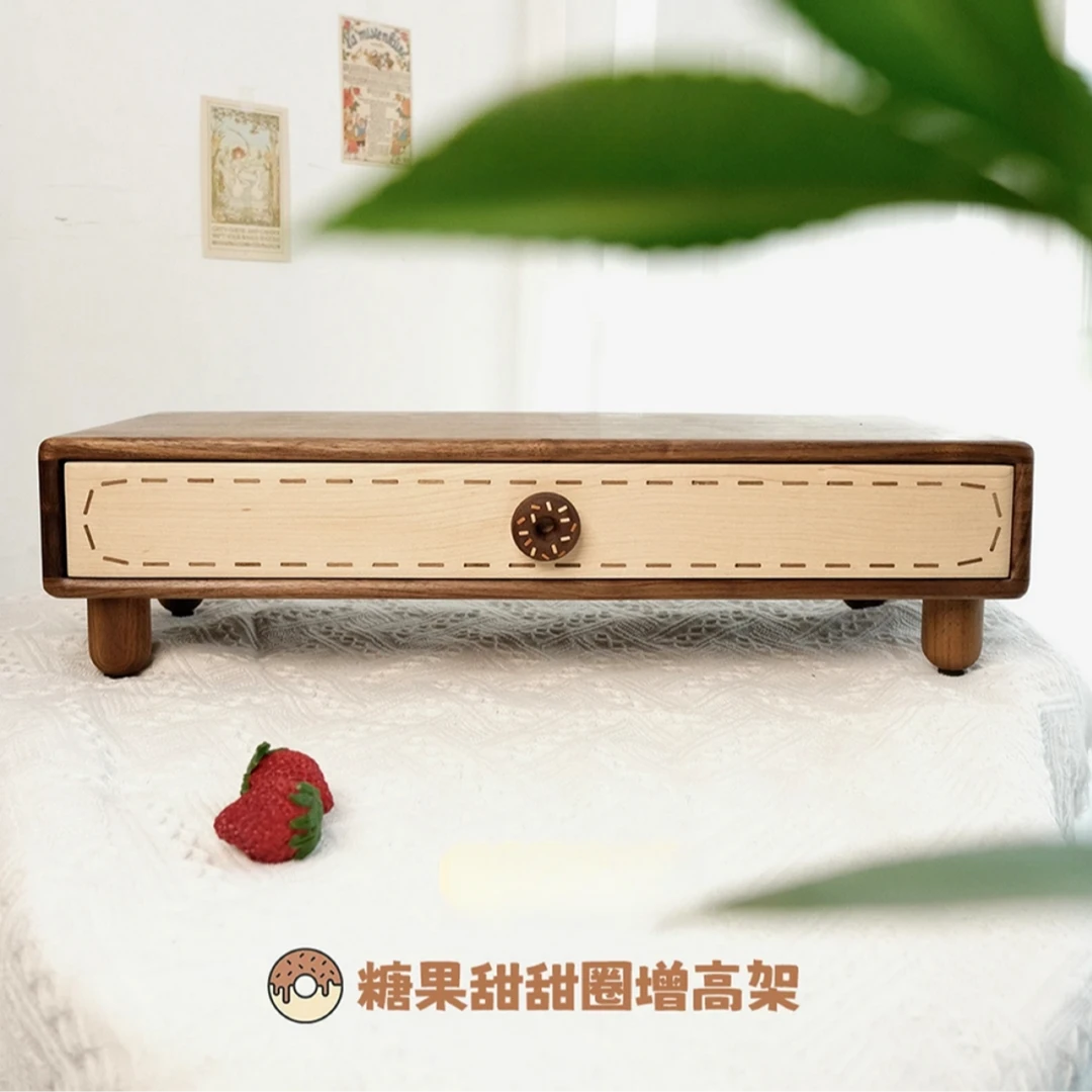 新款超甜糖果甜甜圈系列实木电脑增高架桌面收纳抽屉创意可爱