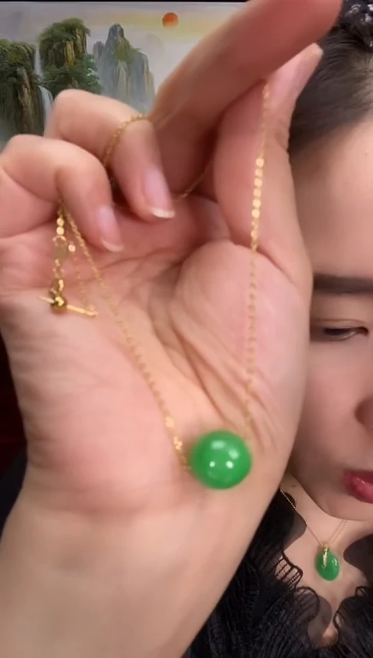 吊坠(赠链)未镶嵌翡翠X53阳绿单珠