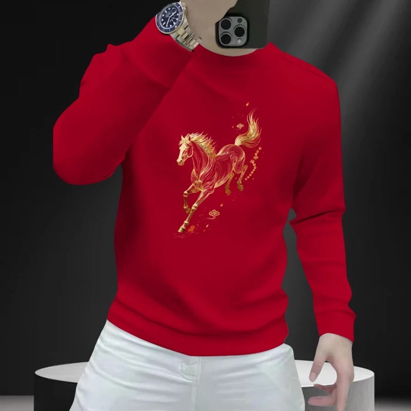 卫衣男新款爆款2025男士圆领加绒卫衣秋冬季潮流休闲百搭长袖印花