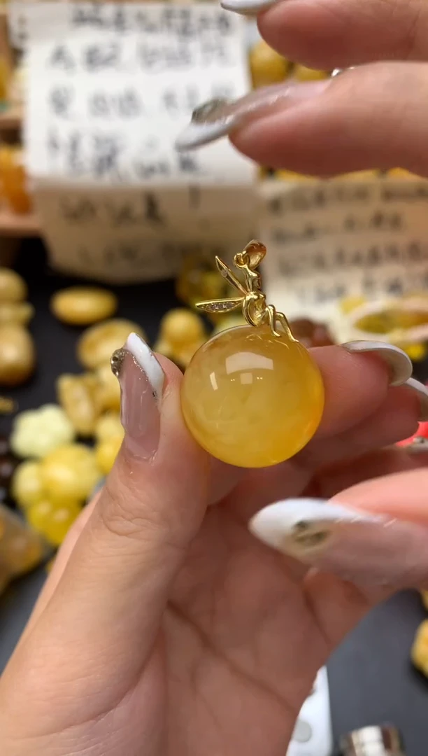琥珀银S925镶嵌珠宝奇石078琥珀蜜蜡微瑕