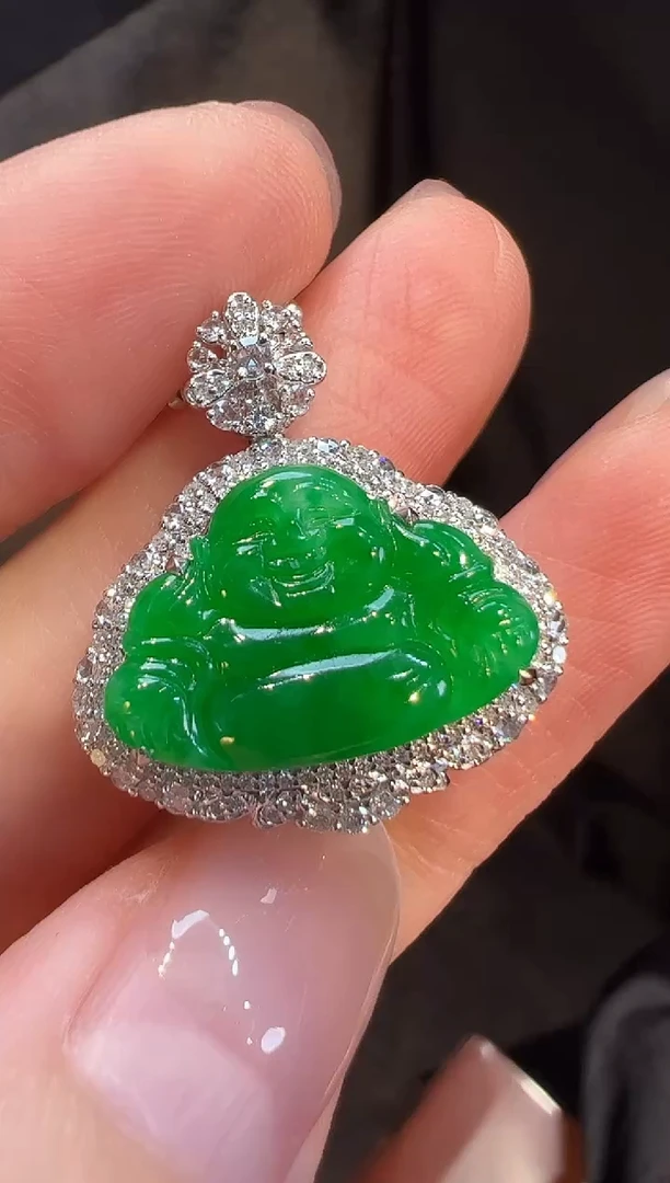 吊坠(不含链)18K金镶嵌翡翠L6吊坠