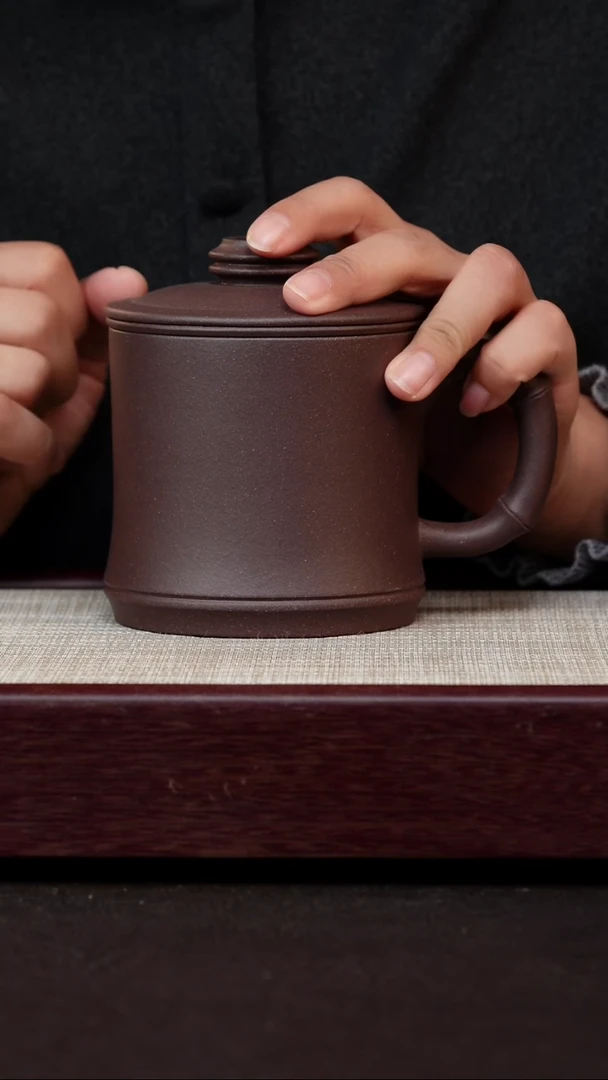 茶杯紫砂天青泥竹节三件套
